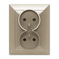 OPAL Gniazdo podwójne z uziemieniem satyna GPt-6 Op PI