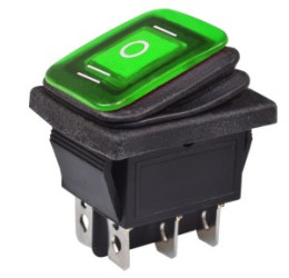 Przełącznik duży potrójny KCD5-AC 230V zielony