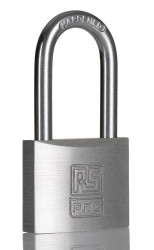 Kłódka średnica szekli: 6mm RS PRO z kluczem W budynkach, na zewnątrz Aluminium, stal nierdzewna Szary