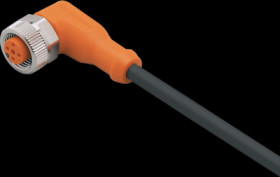 Sensor actuator cable, M12 cable socket, angled, A to open end, 5 pole, 2.05 m, PUR, black, 4 A, EVC209