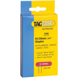 Tacwise 0284 91 Narrow Crown Staples 20mm - Electric Tackers Pack 1000