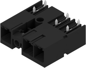 Pin header, 3 pole, pitch 7.62 mm, angled, black, 2546070000