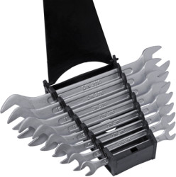 Open-end wrench kit, 8 pieces with holder, 6-22 mm, 700 g, chromium-vanadium steel, 6-500