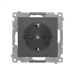 Simon 55 Gniazdo Schuko z przesłonami (moduł) 16 A, 250 V~, szybkozłącza Grafitowy mat TGSZ1CZ.01/116