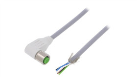 Złącze Okrągłe M12 Żeńskie Kątowe Ekranowane Z Wolnym Końcem Przewodów 5Pin...