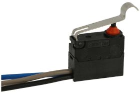 Mikroprzełącznik; G303-130F05A1-GA; dźwignia symulująca rolkę; 17mm; 1NO+1NC wspólny pin; szybkie; z przewodem 30cm; 0,1A; 250V;