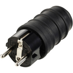Sygonix SY-6618468 Safety plug TPE Black 250V AC IP44 Mains Power Connector