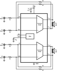 1.2-W, stereo, analog input Class-AB audio amplifier with RF suppression