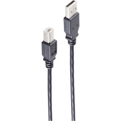 USB 2.0 connection cable, USB plug type A to USB plug type B, 5 m, black, BS13-23055
