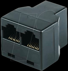 Modular adapter with three female connectors, black