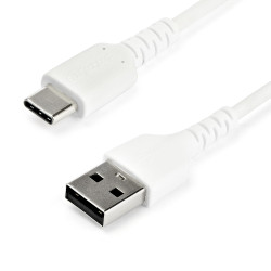 Kabel USB Złącze A USB A Złącze B USB C dł. 2m Wytrzymały kabel ładujący z USB-A na USB-C USB 2.0 kolor: Biały