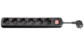 Listwa Zasilająca Z 6 Gniazdami I Wyłącznikiem, 1,5M, Czarny - Długość Kabla...