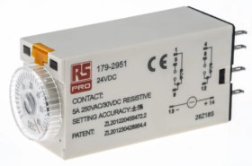 Przekaźnik czasowy zwłoczny jednofunkcyjny 2 → 60s DPDT 2-stykowy DPDT 24V dc