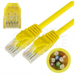 Patchcord UTP kat.5e kabel sieciowy LAN 2x RJ45 linka PVC żółty 0,25m NEKU