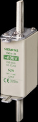 NH fuse NH1, 63 A, aM, 400 V (DC), 690 V (AC), 120 kA breaking capacity, 3ND2122