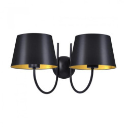 Podwójny kinkiet ścienny czarno-złoty z abażurem z serii SASTO K-4338 Kaja Lighting