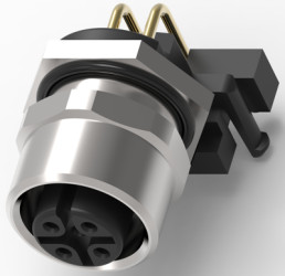 Socket, 5 pole, solder connection, screw locking, angled, 4-2172072-2