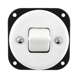 Włącznik światła pojedynczy dwubiegunowy kołyskowy ceramiczny, okrągły podtynkowy biały Ceramic Loft