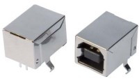 USB-1B20-K Gniazdo, 1x port typu B, standard 2.0, do komputera, kątowe