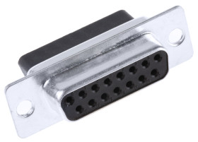 Złącze D-Sub 15-pinowe Żeński Kątowe Montaż na kablu Złoto na niklu