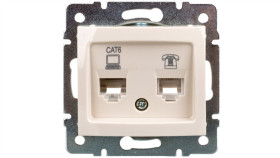 Domo Gniazdo Teleinformatyczne Rj45 Cat 6+Rj11 Kremowe 011440003 24817