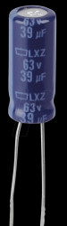 ELXZ630ETD390MF15D ELKO, 39 µF, 63 V, 105 °C