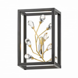 Kinkiet ścienny z kryształkami SPRING czarno-złoty, motyw roślinny na żarówkę G9 - W0578-01A-B5TF Zuma Line