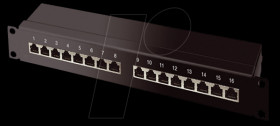 BS75068 cat 6A 19" 1HE-Panel black 16 Port
