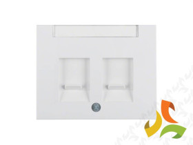 BERKER K.1 Płytka czołowa podwójna z zasuwami i polem opisowym biały połysk 11827009 HAGER