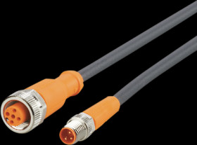 Sensor actuator cable, M8 cable plug, straight, A to M12 cable socket, straight, A, 3 pole, 0.3 m, PUR, black, 3 A, EVC255
