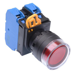 YW1L-MF2E20Q3R Red 12V illuminated 22mm Momentary Shrouded Push Button Switch 2NO IP65 IDEC