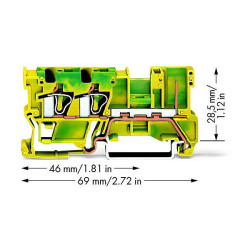 WAGO 769-257 2-conductor/1-pin Ground Carrier Terminal Block Green-yellow