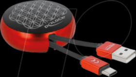 85819 USB 2.0 Retractable Cable Type-A to USB-C™ black / red