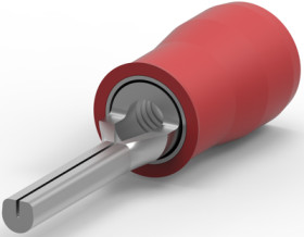 Insulated flat plug sleeve, 0.34 to 1.5 mm², AWG 22 to 16, phosphor bronze, tin-plated, red, 2-1377174-4