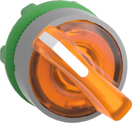 Toggle switch, 2 positions, illuminable, latching, waistband round, orange, front ring gray, 90°, mounting Ø 22 mm, ZB5AK1253C0