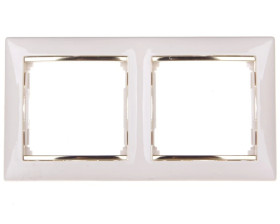 VALENA Ramka podwójna pozioma krem/złoto 774152