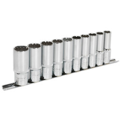 Sealey AK70610D Spline Socket Set 10pc Deep 1/2&quot;sq Drive Total Drive