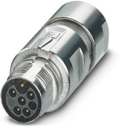 Plug, 6 pole, crimp connection, standard/ONECLICK quick locking system, straight, 1628954