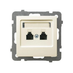 AS Gniazdo telefoniczne podwójne RJ11 równoległe ecru GPT-2GR/m/27
