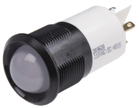 Lampka kontrolna do montażu panelowego 130V ac, biała 22mm LED Czarny RS PRO