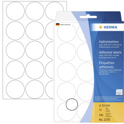 Herma 2270 Sticky dots White Paper Ø 32 mm 480 pcs Permanent adhesive