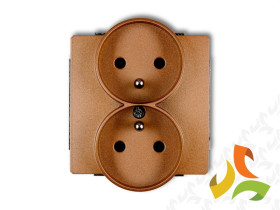 DECO Gniazdo podwójne z uziemieniem do ramki (przesłony torów prądowych) złoty metalik 8DGPR-2zp KARLIK