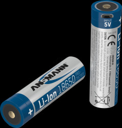 1307-0002 Industrial Cell, Li-Ion, 18650, 3.6 V, 2600 mAh, Flat Top