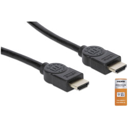 Manhattan 354837 HDMI Cable HDMI-A to HDMI-A 1m Black 4K UHD Gold-Plated