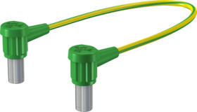POAG connection cable with (POAG socket, spring-loaded, angled) to (POAG socket, spring-loaded, angled), 1 m, green/yellow, PVC,