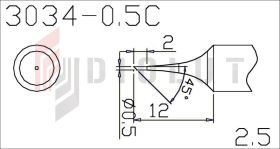 Grot Q303-0,5C ścięty 0,5mm z czujnikiem temperatury do QUICK202D