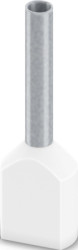 Insulated twin wire end ferrule, 0.75 mm², 19 mm/12 mm long, DIN 46228-4, UL 486F-F, white, 2100014