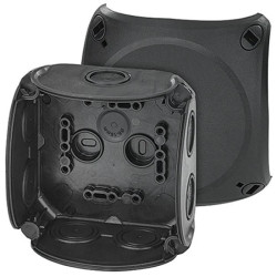 Puszka instalacyjna DK 0400 B natynkowa bez zacisków z linką łączącą pokrywę z podstawą 104x104x70mm hermetyczna IP66 czarna HEN