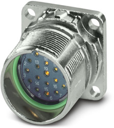 Surface mount socket, M23, 19 pole, crimp connection, standard/ONECLICK quick locking system, straight, 1629085