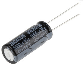Kondensator 1000μF 35V dc Radialny, Otwór przelotowy RS PRO roztaw: 5mm 10 (Dia.) x 25mm